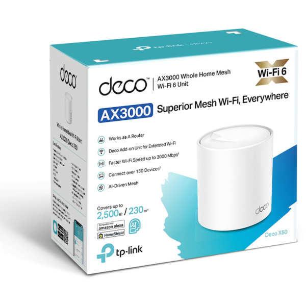 DECO-X50(1-PACK) TP-Link Deco X50 (1 Pack) AX3000 Whole Home Mesh Wi-Fi 6 System