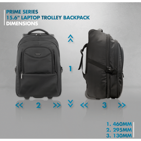 Kingsons Prime 15.6" Laptop Trolley Backpack - Black