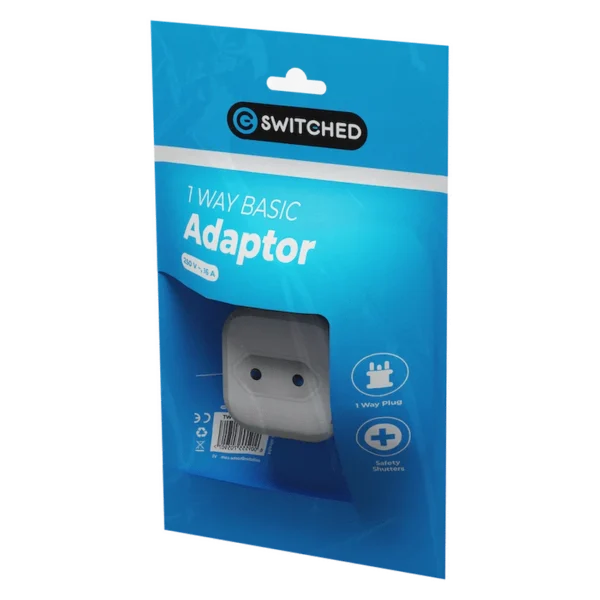 SWD-72001-WT Switched 1 Way Euro Adaptor