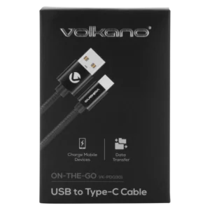 Volkano On-The-Go USB to Type-C 18w Braided 1m Cable - Black